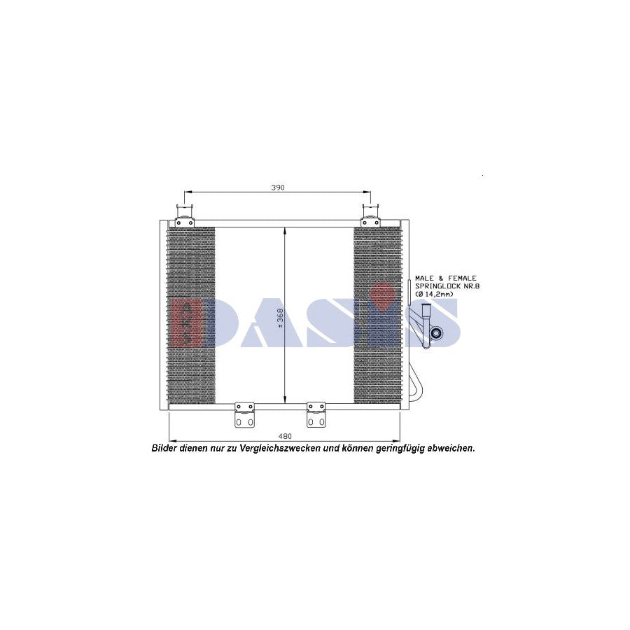 AKS Dasis 522053N Air Conditioning Condenser for Jeep Wrangler II Off-Road Cabrio (Tj)