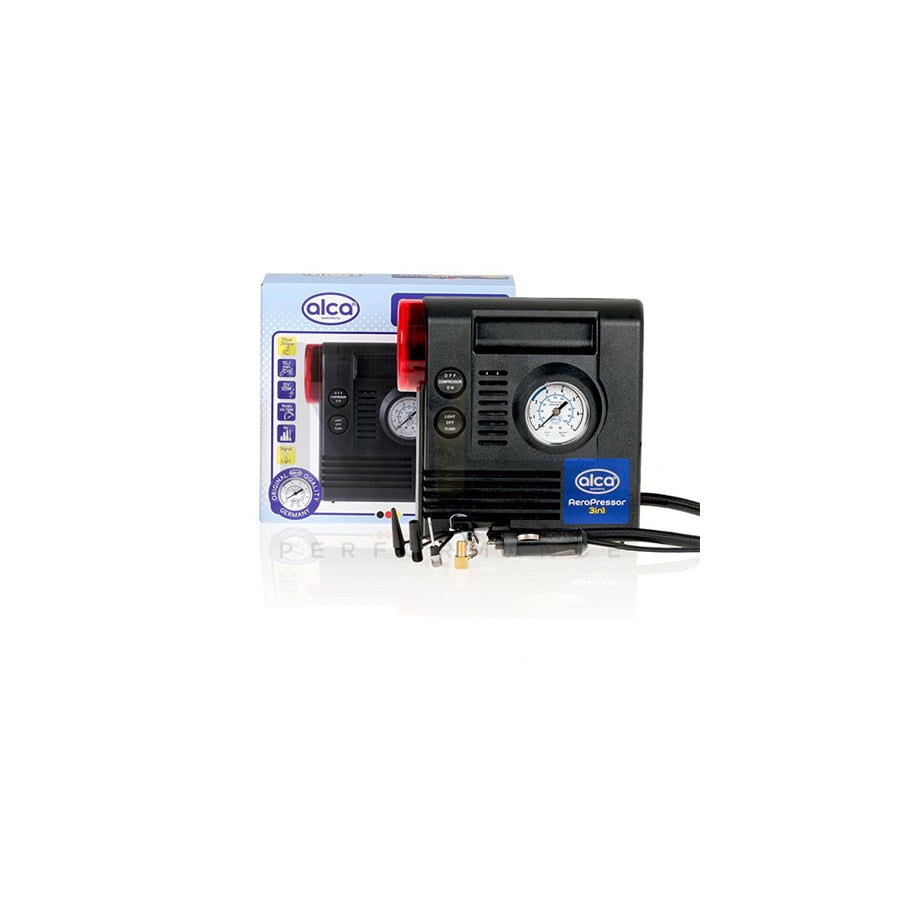 ALCA 3 in 1 233000 Air compressor 12V, 250 psi, 17 bar, cigarette lighter powered portable