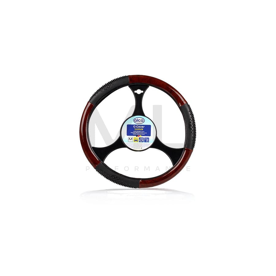 ALCA Luxus 593000 Steering wheel cover Black, Ø: 37-39cm, PVC, wood effect