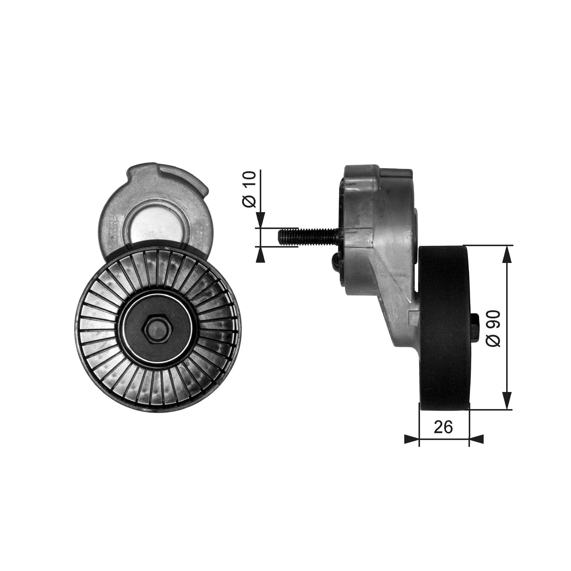 GATES GATT38113 V-Ribbed Belt Tensioner Pulley