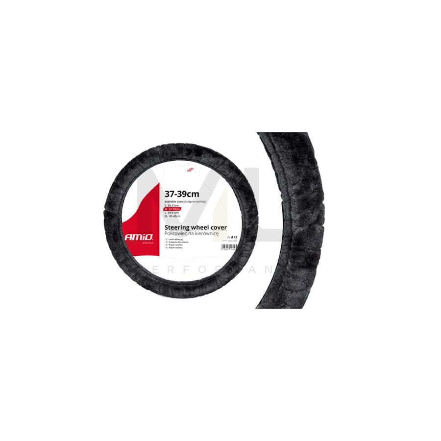 AMiO SWC-02 01357 Steering wheel cover Grey, Ø: 37-39cm, Leatherette, Polyester