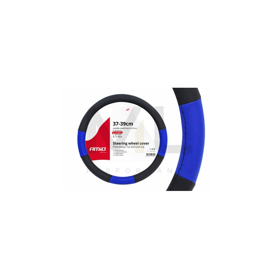 AMiO SWC-04 01359 Steering wheel cover Black, Blue, Ø: 37-39cm, PP (Polypropylene)