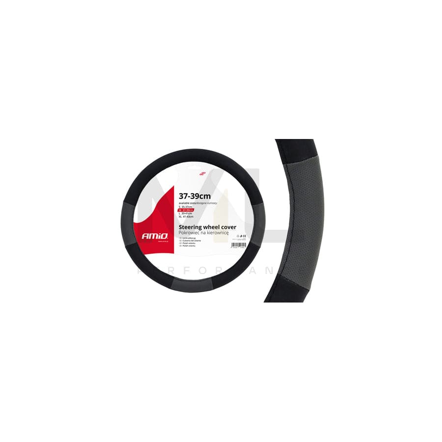 AMiO SWC-05 01360 Steering wheel cover Black, Grey, Ø: 37-39cm, PP (Polypropylene)