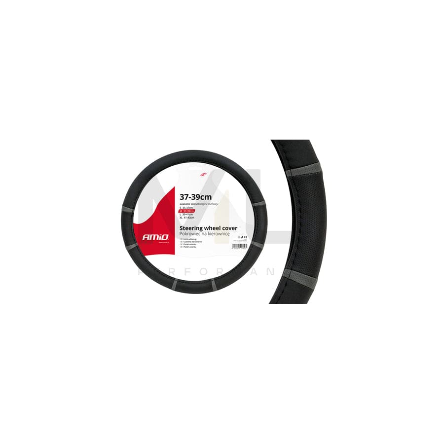 AMiO SWC-06 01361 Steering wheel cover Black, Grey, Ø: 37-39cm, PP (Polypropylene)