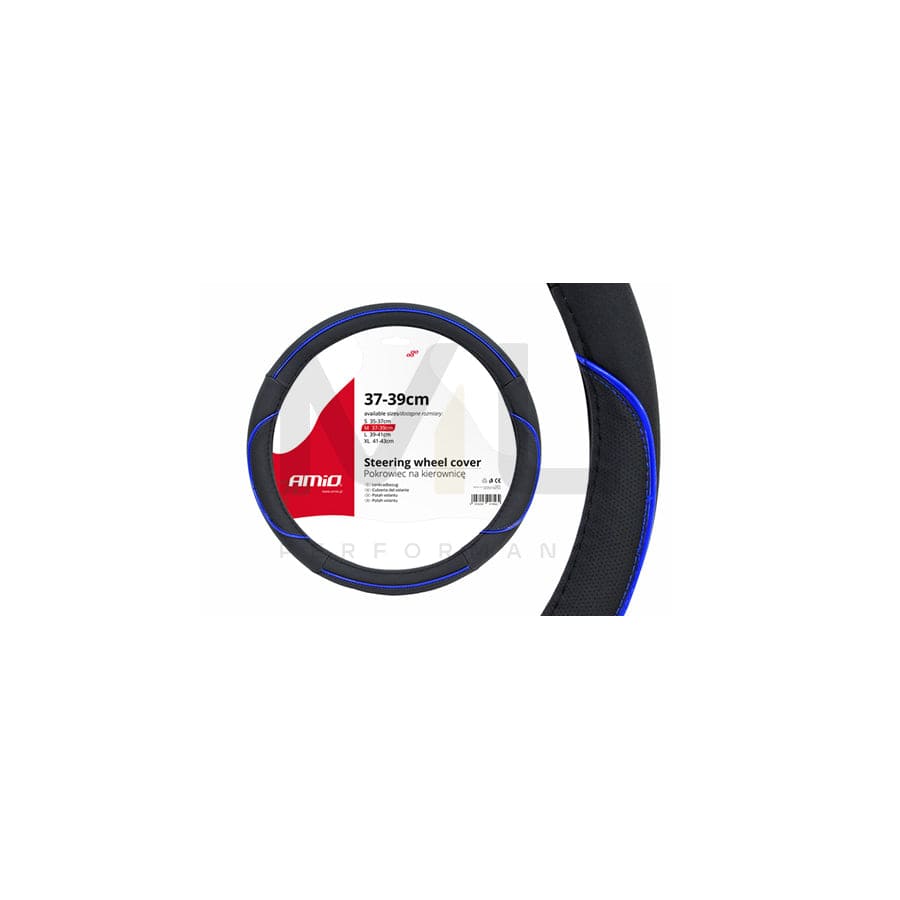 AMiO SWC-08 01363 Steering wheel cover Black, Blue, Ø: 37-39cm, PP (Polypropylene)