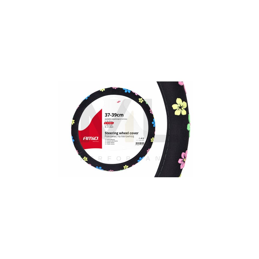 AMiO SWC-13 01376 Steering wheel cover Black, Ø: 37-39cm, Polyester