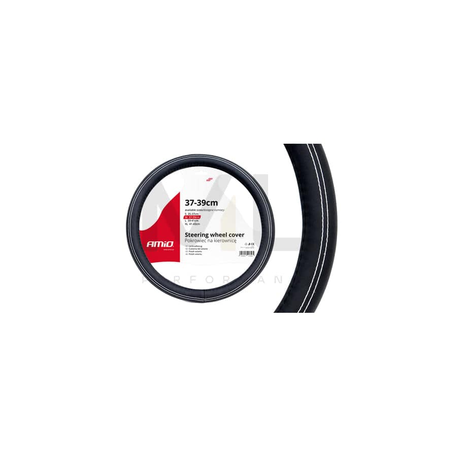 AMiO SWC-15 01380 Steering wheel cover Black, White, Ø: 37-39cm, Leatherette