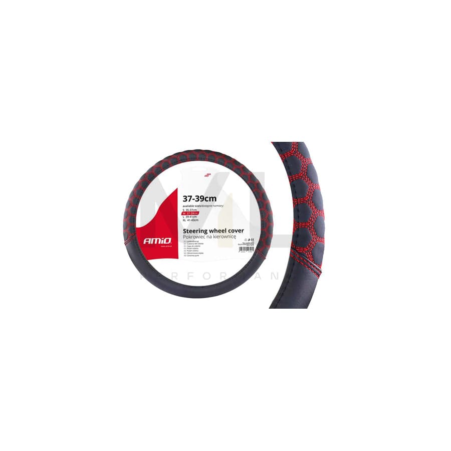 AMiO SWC-23-M 02560 Steering wheel cover Black, Ø: 37-39cm, Leatherette