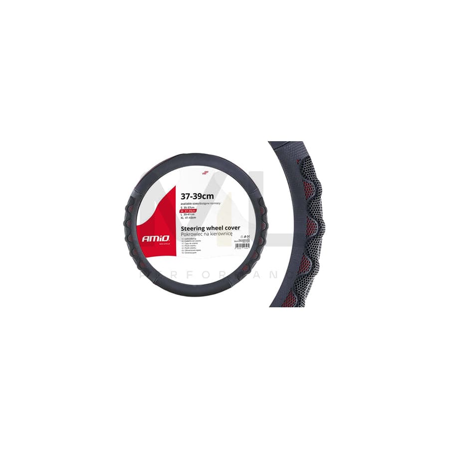 AMiO SWC-25-M 02562 Steering wheel cover Black, Ø: 37-39cm, Leatherette, Plastic