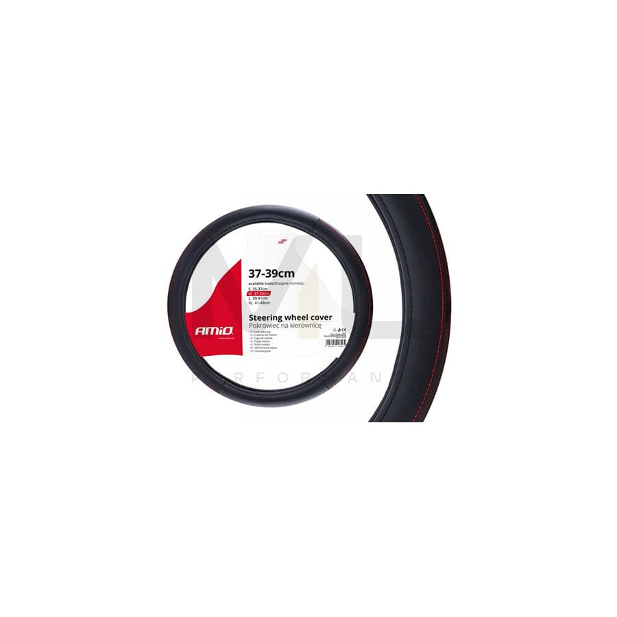 AMiO SWC-28-M 02565 Steering wheel cover Black, Ø: 37-39cm, Leatherette