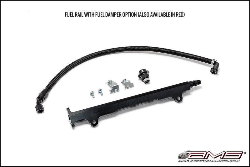 AMS AMS.04.07.0006-2 ALUMINUM FUEL RAIL IN BLACK WITH PULSATION DAMPENER MITSUBISHI LANCER EVO X