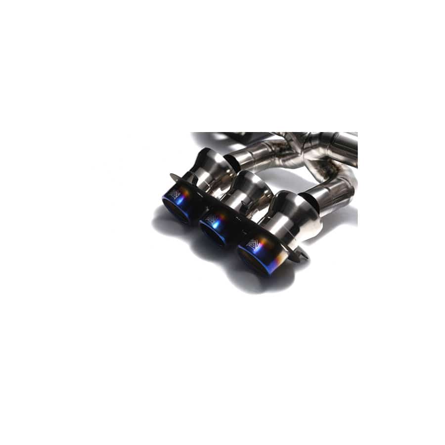Armytrix T12-3B Titanium Series Triple Titanium Blue Tips Ferrari 458 Italia | Spider 4.5L V8 2010-2015 with Quad Titanium Blue 3.5"