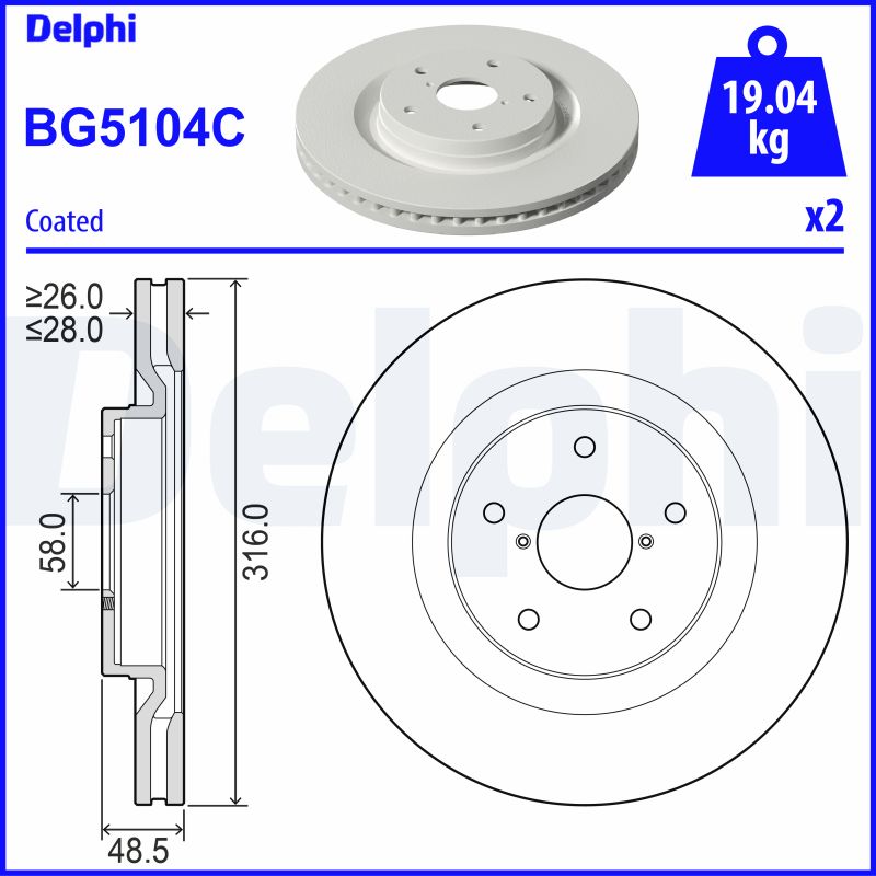 DELPHI BG5104C Brake Disc .