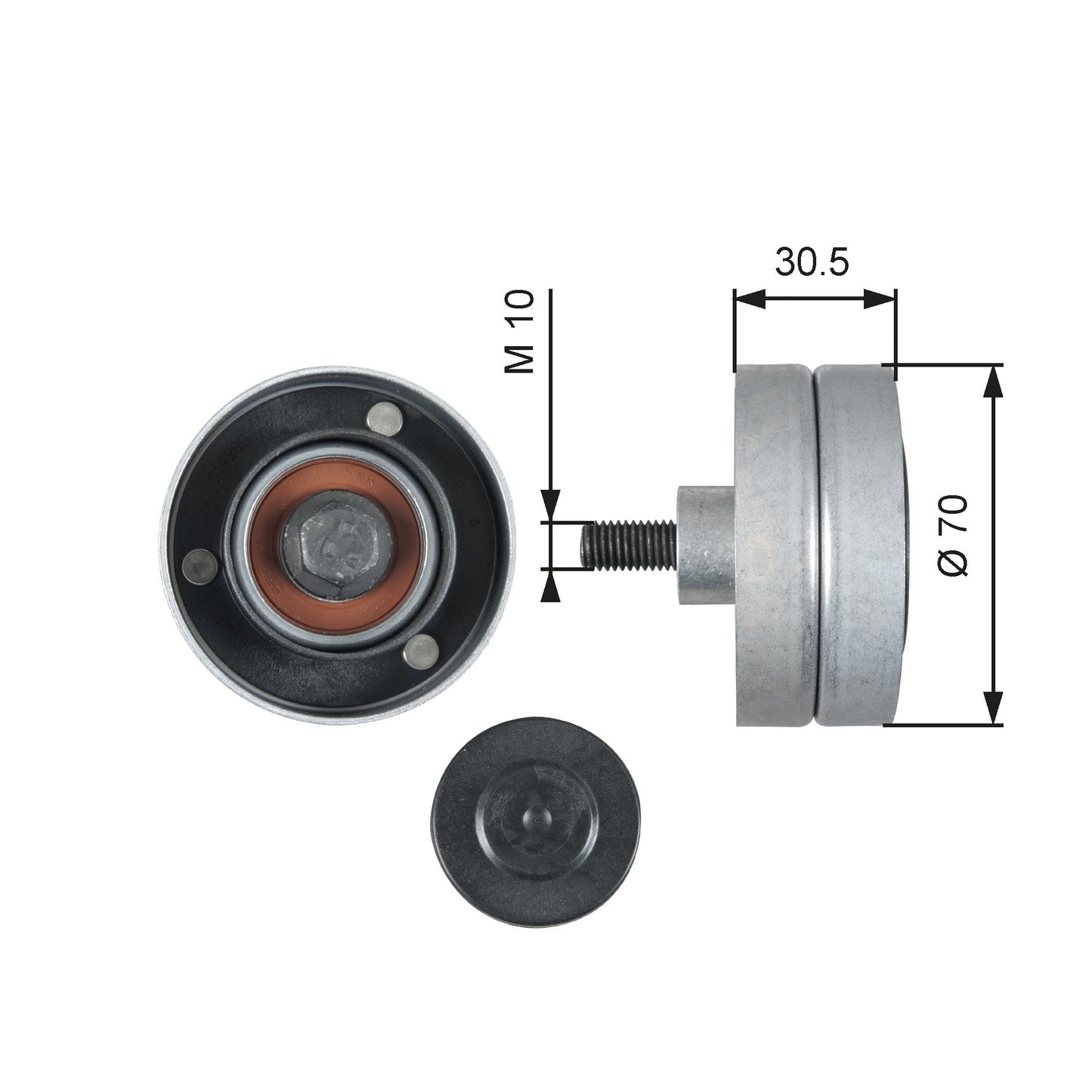 GATES GATT36511 V-Ribbed Belt Deflection/Guide Pulley
