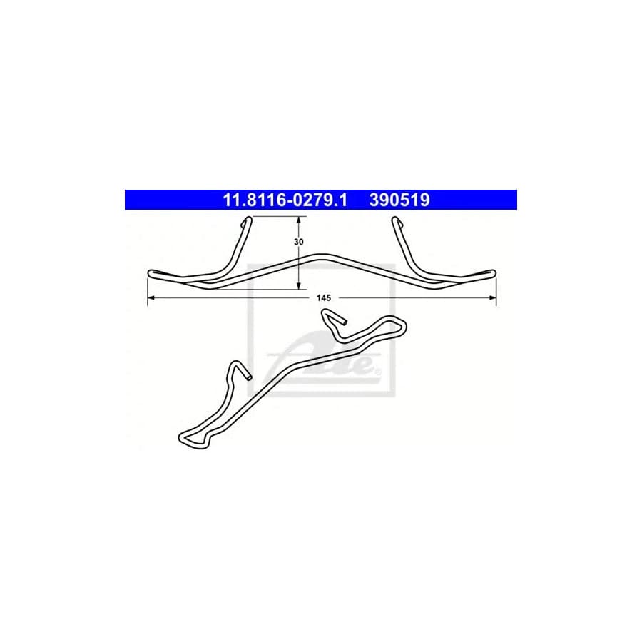 ATE 11.8116-0279.1 Spring, Brake Caliper for Toyota Avensis