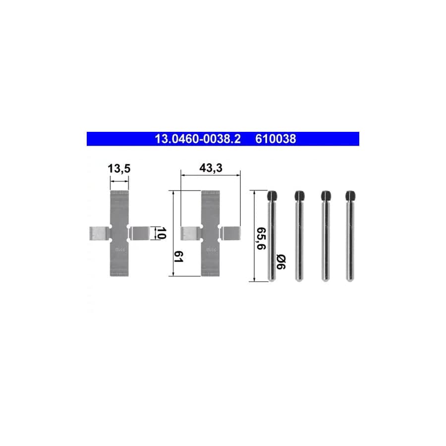 ATE 13.0460-0038.2 Accessory Kit, Disc Brake Pads