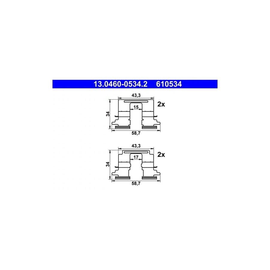 ATE 13.0460-0534.2 Accessory Kit, Disc Brake Pads