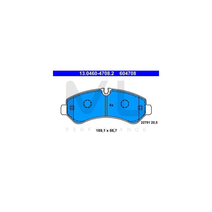 ATE 13.0460-4708.2 Brake pad set suitable for MERCEDES-BENZ SPRINTER excl. wear warning contact, prepared for wear indicator