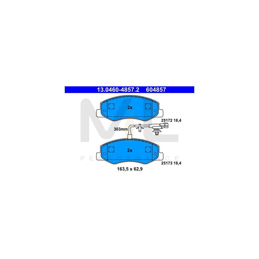 ATE 13.0460-4857.2 Brake pad set incl. wear warning contact