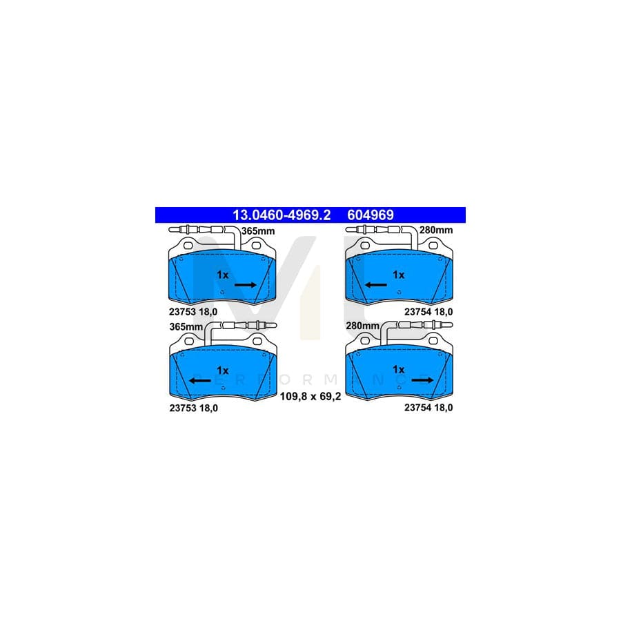 ATE 13.0460-4969.2 Brake pad set for PEUGEOT 406 Coupe incl. wear warning contact