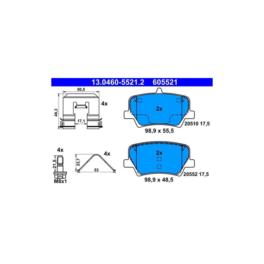 ATE 13.0460-5521.2 Brake Pad Set for Volvo Xc40 (536)