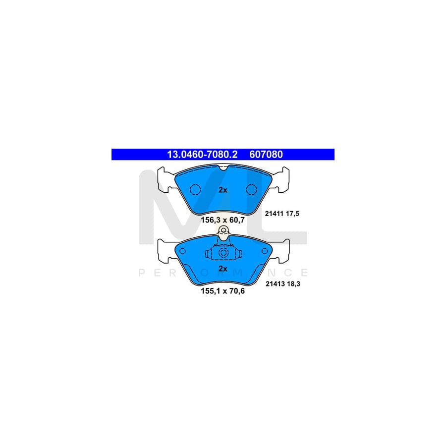 ATE 13.0460-7080.2 Brake pad set excl. wear warning contact