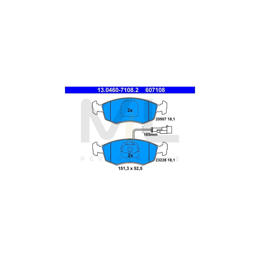 ATE 13.0460-7108.2 Brake pad set for FIAT Palio I Weekend (178) incl. wear warning contact