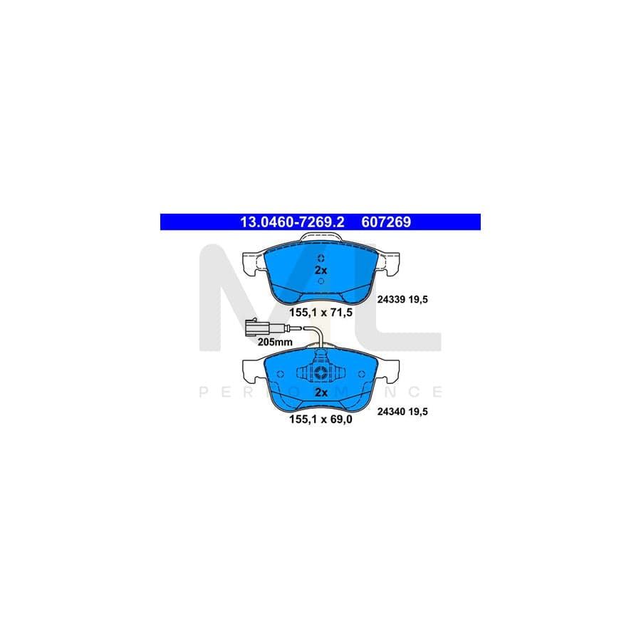 ATE 13.0460-7269.2 Brake pad set for ALFA ROMEO GIULIETTA incl. wear warning contact