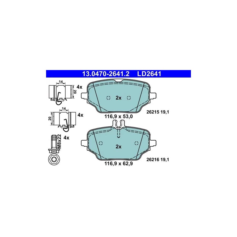ATE 13.0470-2641.2 Brake Pad Set Suitable for Mercedes-Benz Gle (W167)
