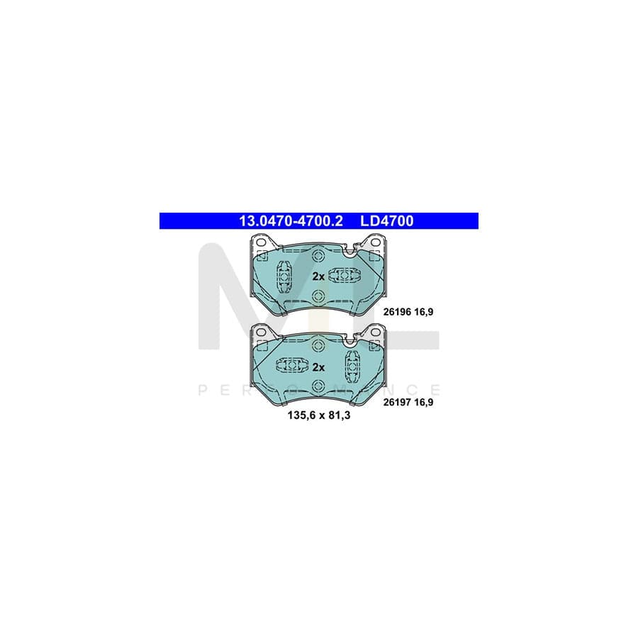 ATE 13.0470-4700.2 Brake pad set for AUDI Q5 excl. wear warning contact, prepared for wear indicator