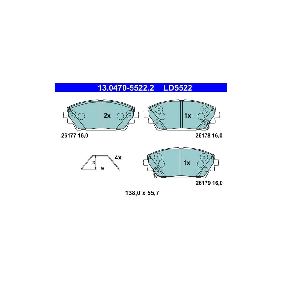 ATE 13.0470-5522.2 Brake Pad Set for Mazda 3