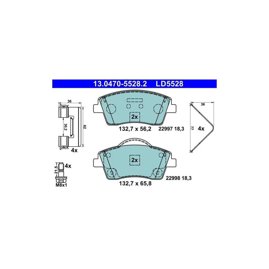 ATE 13.0470-5528.2 Brake Pad Set for Volvo Xc40 (536)