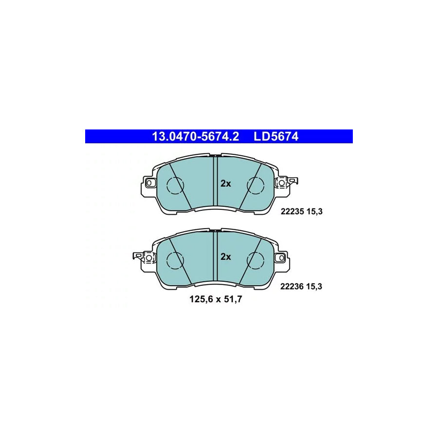 ATE 13.0470-5674.2 Brake Pad Set for Mazda 2 Hatchback (DL, Dj)