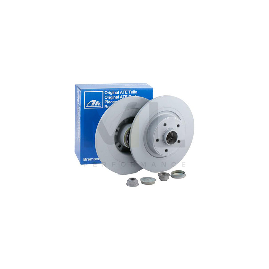 ATE 24.0111-0100.2 Brake Disc Solid, Coated, with ABS sensor ring, with wheel bearing  - 1 piece