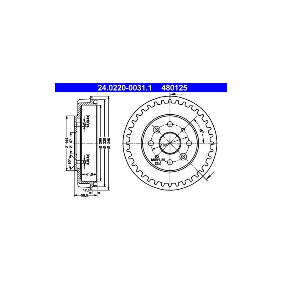 ATE 24.0220-0031.1 Brake Drum