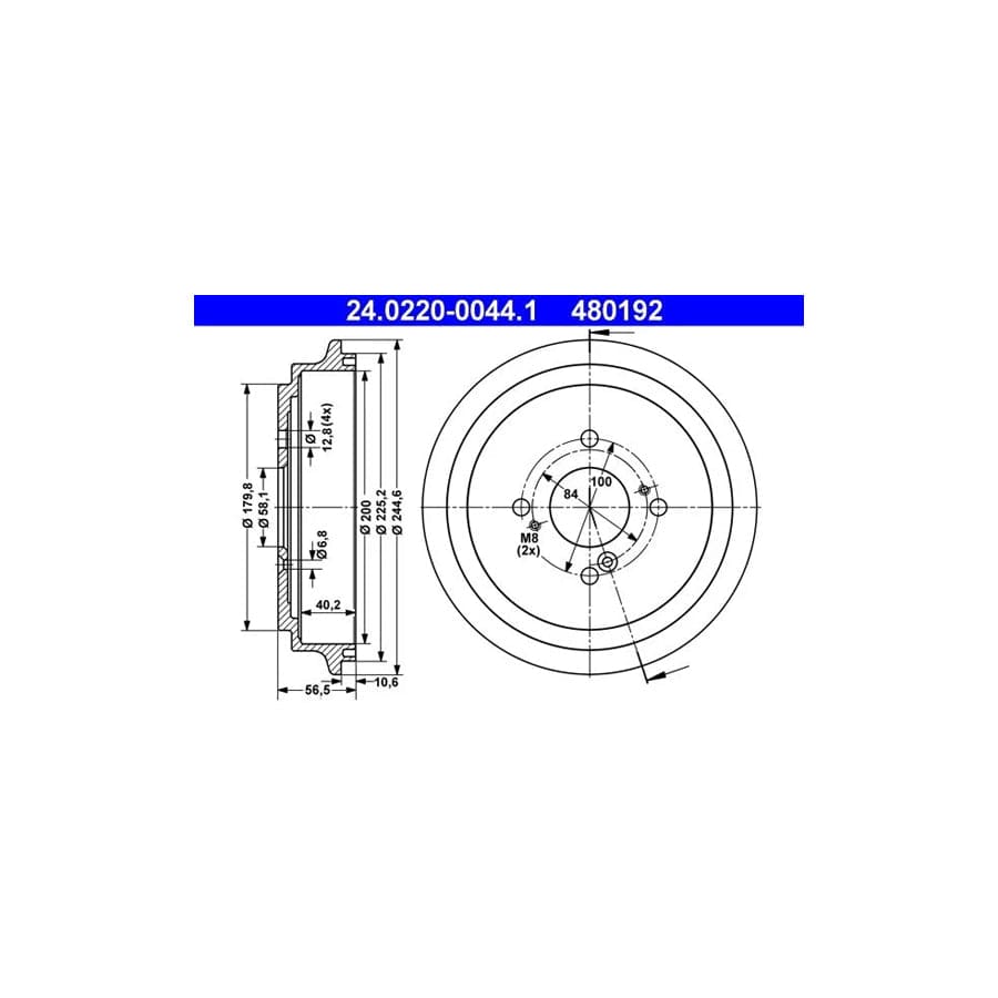 ATE 24.0220-0044.1 Brake Drum