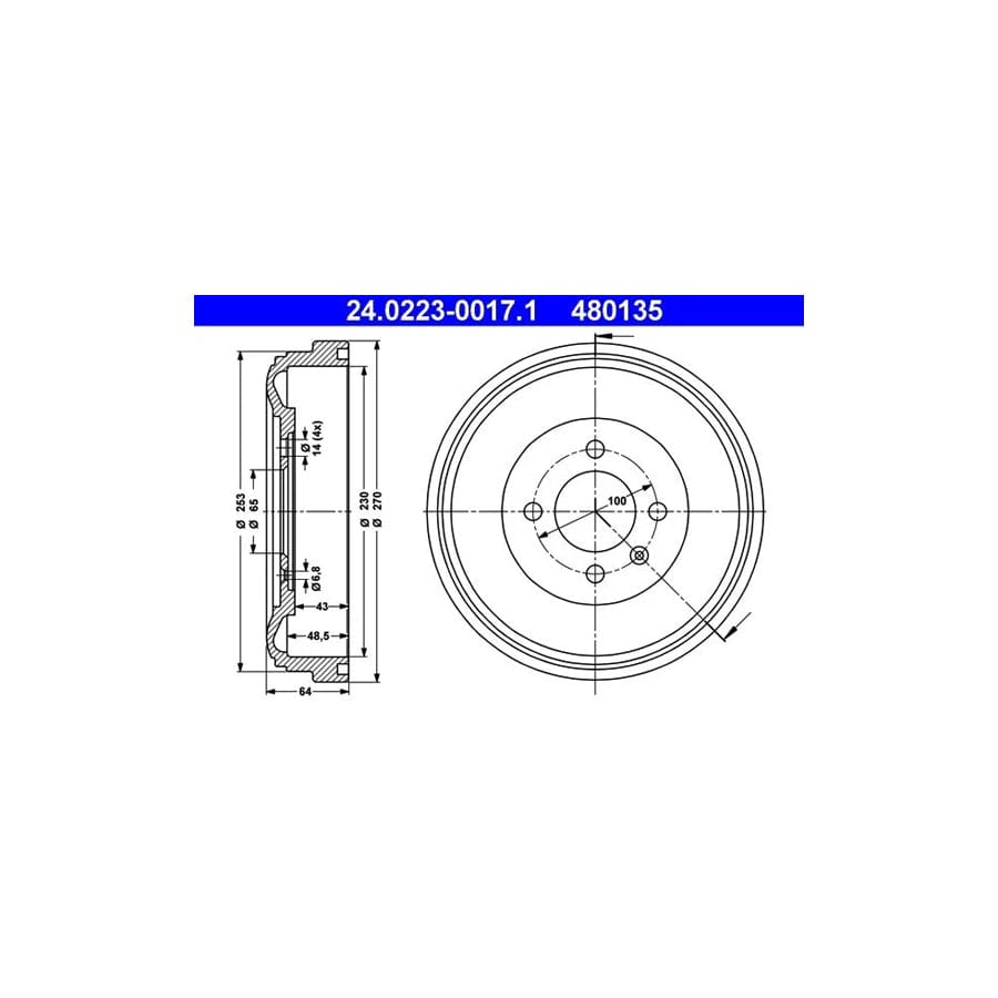 ATE 24.0223-0017.1 Brake Drum