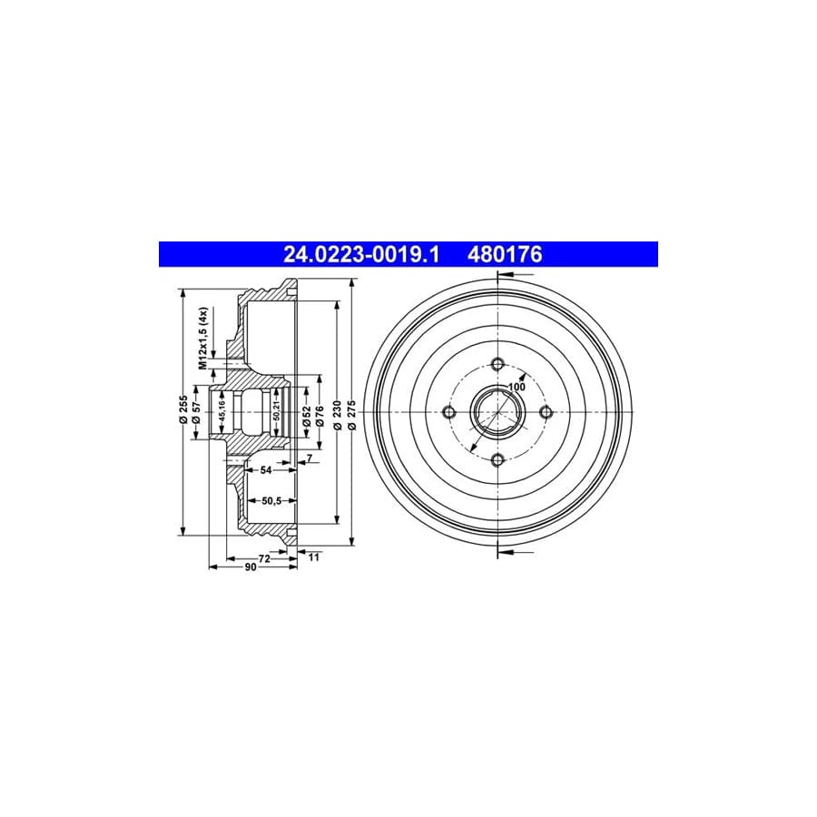 ATE 24.0223-0019.1 Brake Drum