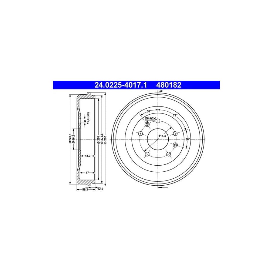ATE 24.0225-4017.1 Brake Drum for Land Rover Freelander