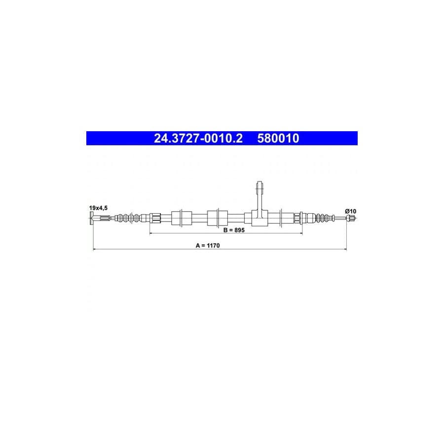 ATE 24.3727-0010.2 Hand Brake Cable for Alfa Romeo 147 (937)