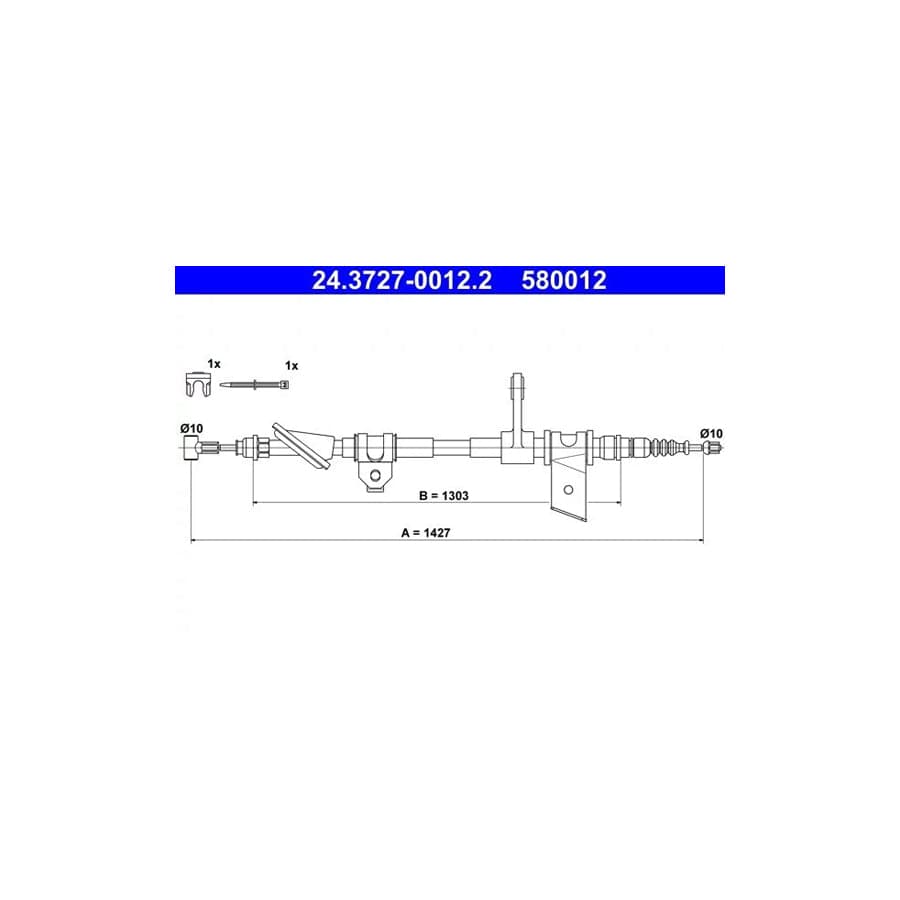 ATE 24.3727-0012.2 Hand Brake Cable for Alfa Romeo 166 (936)