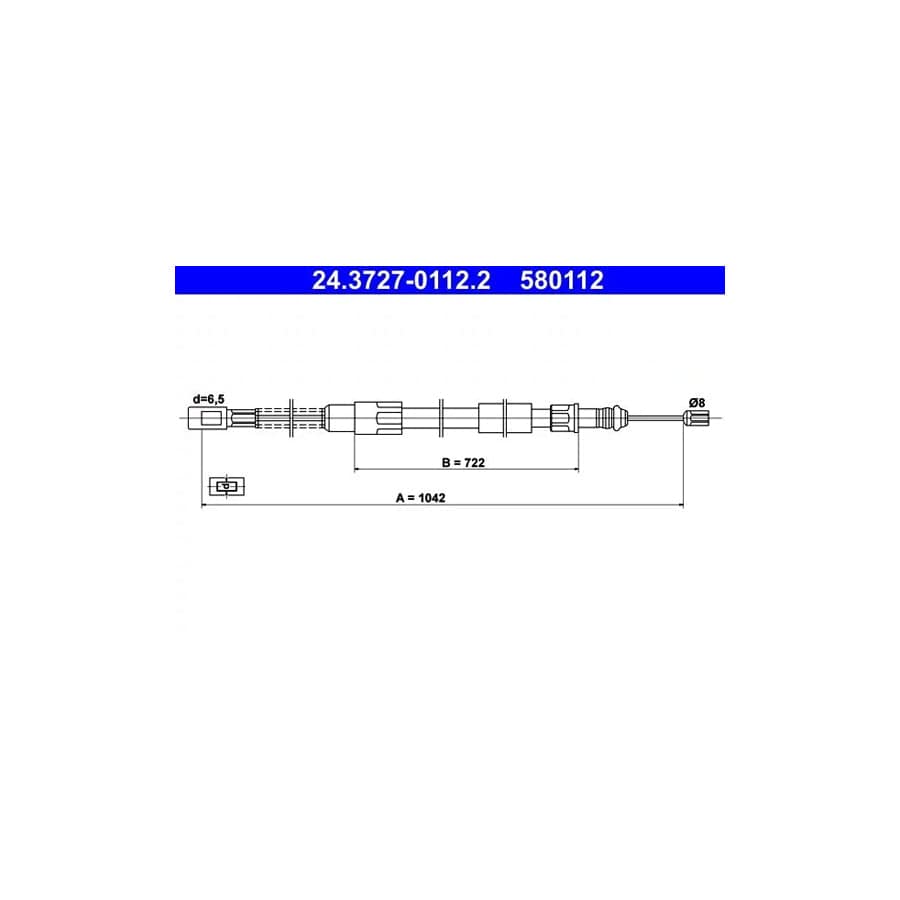 ATE 24.3727-0112.2 Hand Brake Cable for VW Lt