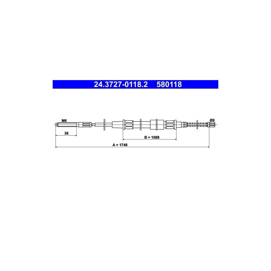 ATE 24.3727-0118.2 Hand Brake Cable