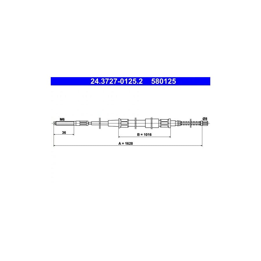 ATE 24.3727-0125.2 Hand Brake Cable for VW Passat