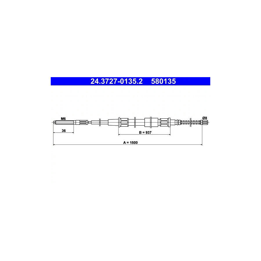 ATE 24.3727-0135.2 Hand Brake Cable