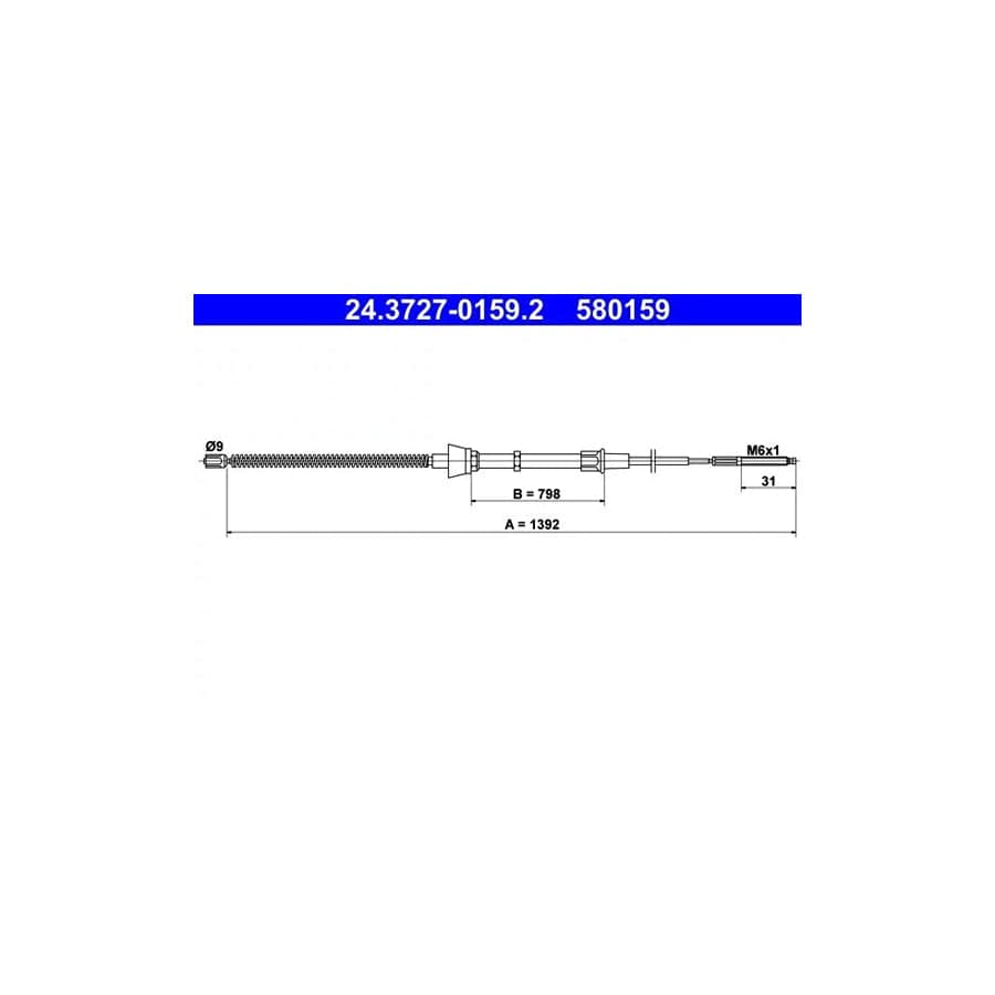 ATE 24.3727-0159.2 Hand Brake Cable