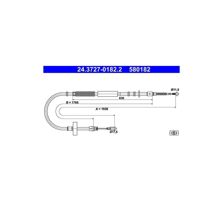 ATE 24.3727-0182.2 Hand Brake Cable for Audi A4