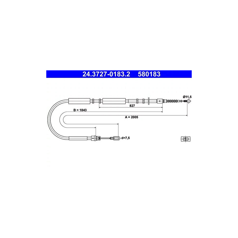 ATE 24.3727-0183.2 Hand Brake Cable for Audi A4