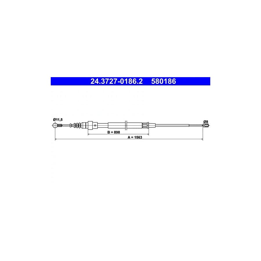 ATE 24.3727-0186.2 Hand Brake Cable for VW Touran