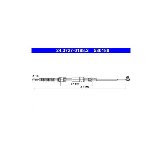 ATE 24.3727-0188.2 Hand Brake Cable for VW Caddy